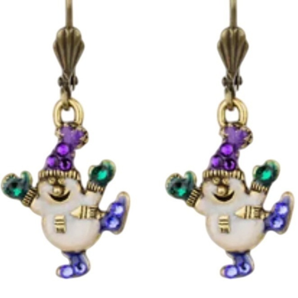 Anne Koplik Snowman Earrings Women Multicolor Crystal Holiday Enamel Jewelry